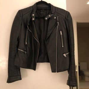 Black Zara Faux Leather Moto Jacket